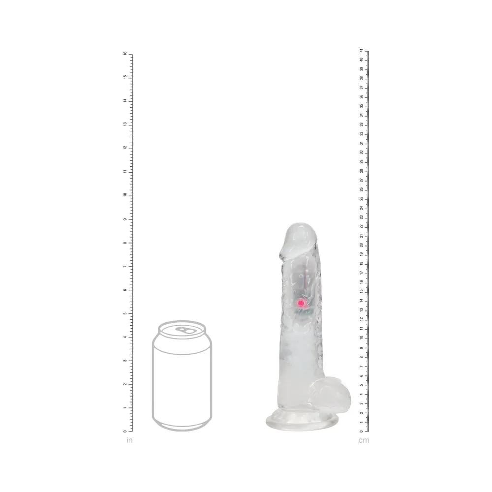 RealRock Wireless Rechargeable Remote Control Vibrating 8 in. Dildo with Balls Clear