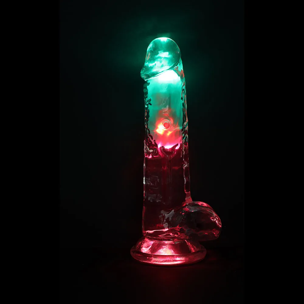 RealRock Wireless Rechargeable Remote Control Vibrating 8 in. Dildo with Balls Clear