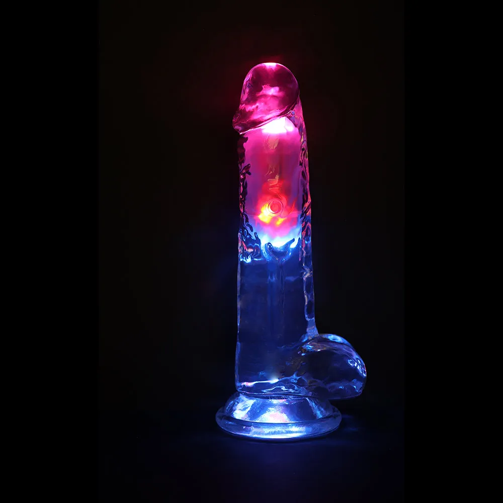 RealRock Wireless Rechargeable Remote Control Vibrating 8 in. Dildo with Balls Clear
