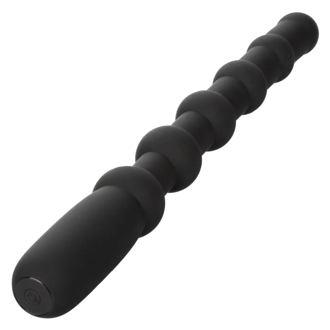 Rechargeable X-10 Powerful Black Silicone Vibrating Anal Beads