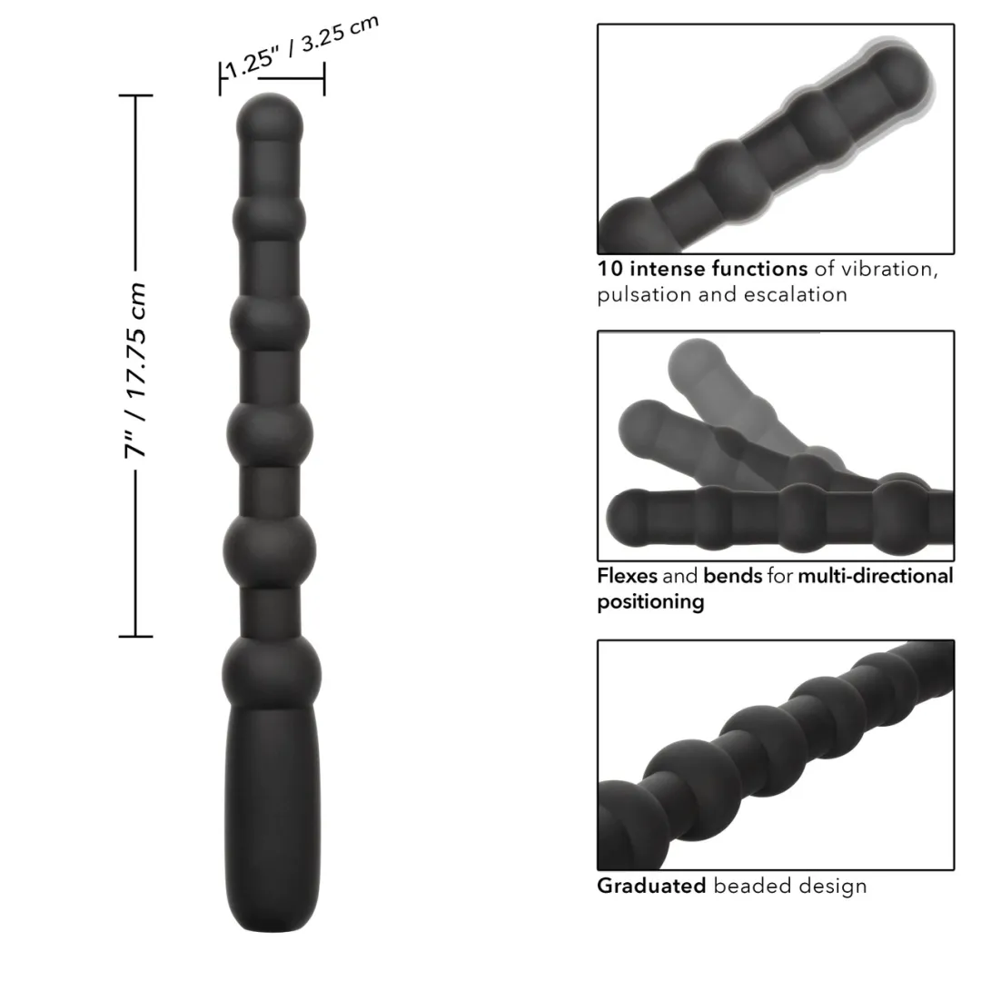 Rechargeable X-10 Powerful Black Silicone Vibrating Anal Beads