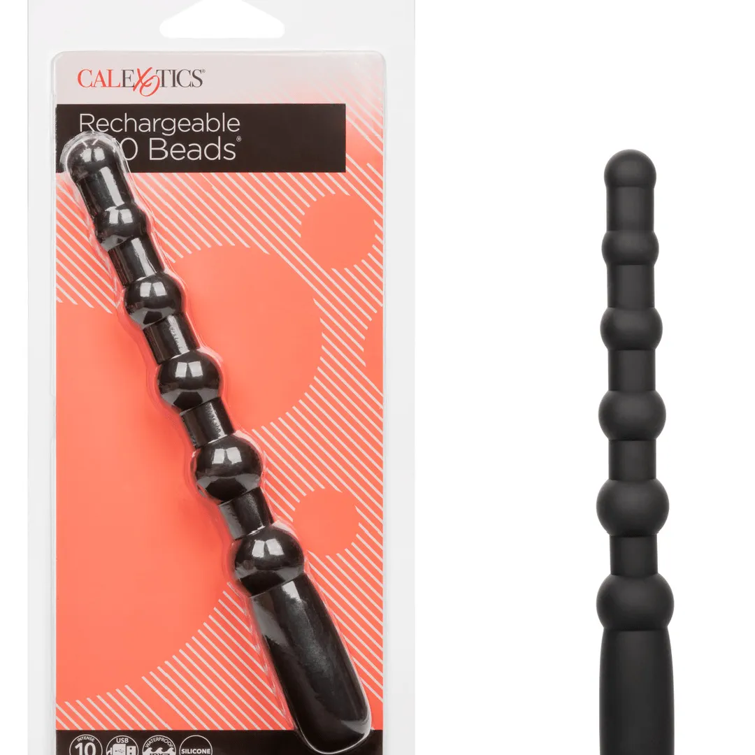 Rechargeable X-10 Powerful Black Silicone Vibrating Anal Beads