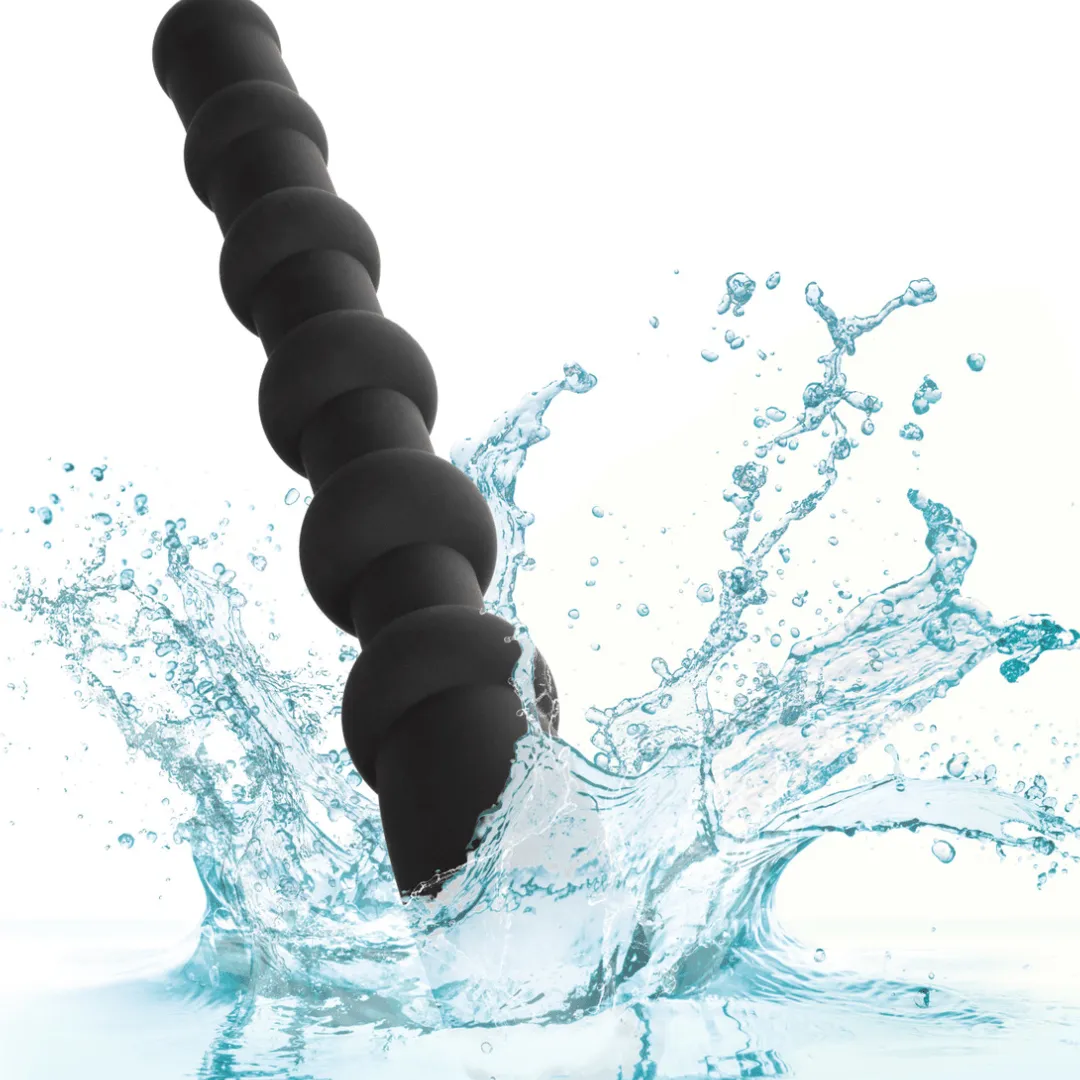 Rechargeable X-10 Powerful Black Silicone Vibrating Anal Beads