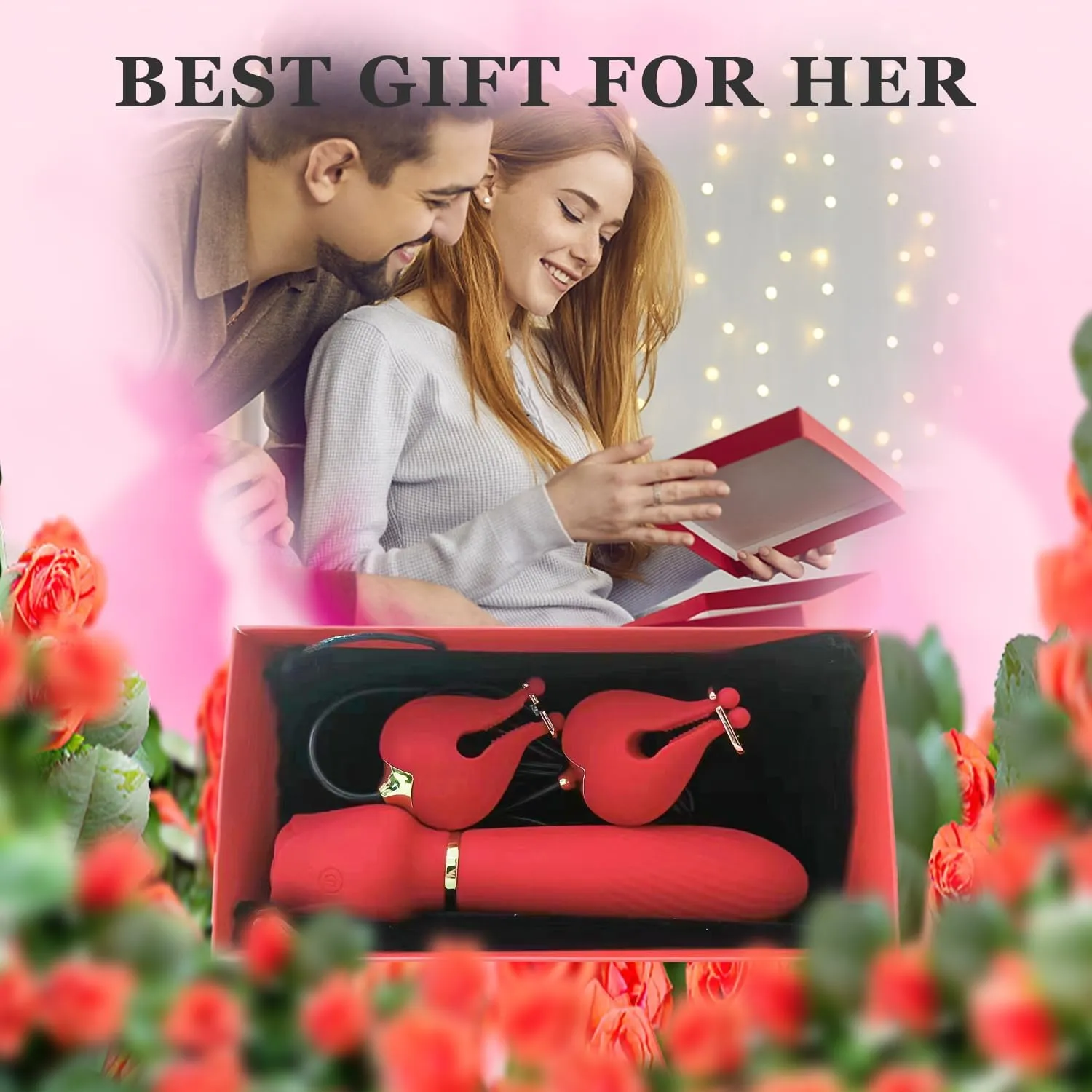 Rose 2 in 1 Nipple & Clitoral Vibrator | 10 Vibration Modes | USB
