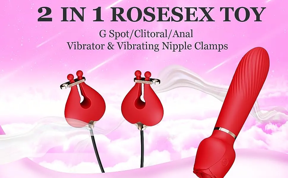 Rose 2 in 1 Nipple & Clitoral Vibrator | 10 Vibration Modes | USB