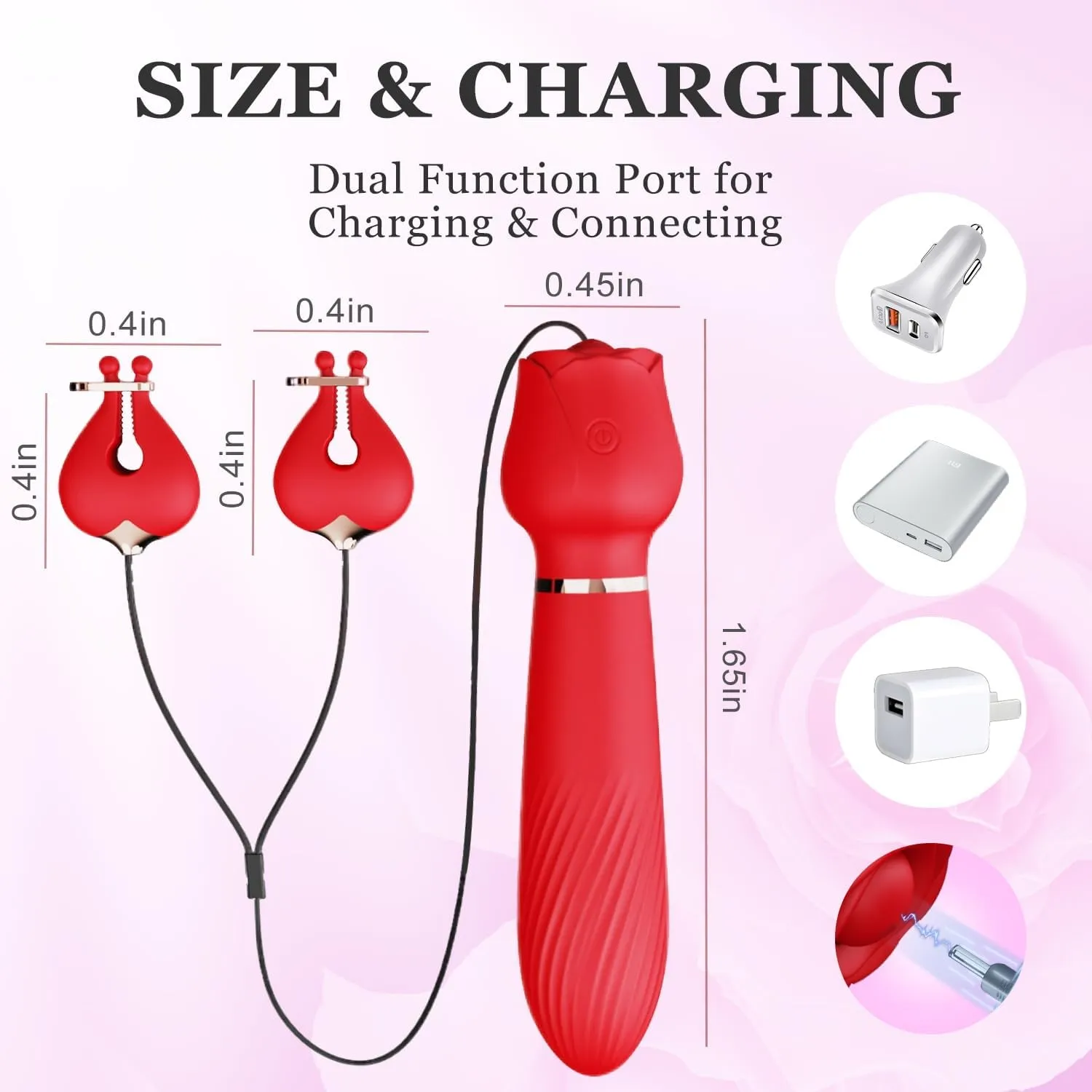Rose 2 in 1 Nipple & Clitoral Vibrator | 10 Vibration Modes | USB