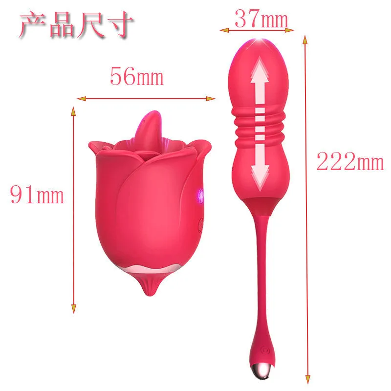Rose Toy Combo - Remote Control Clit Stimulator Thrusting Dildos Women Vibrator
