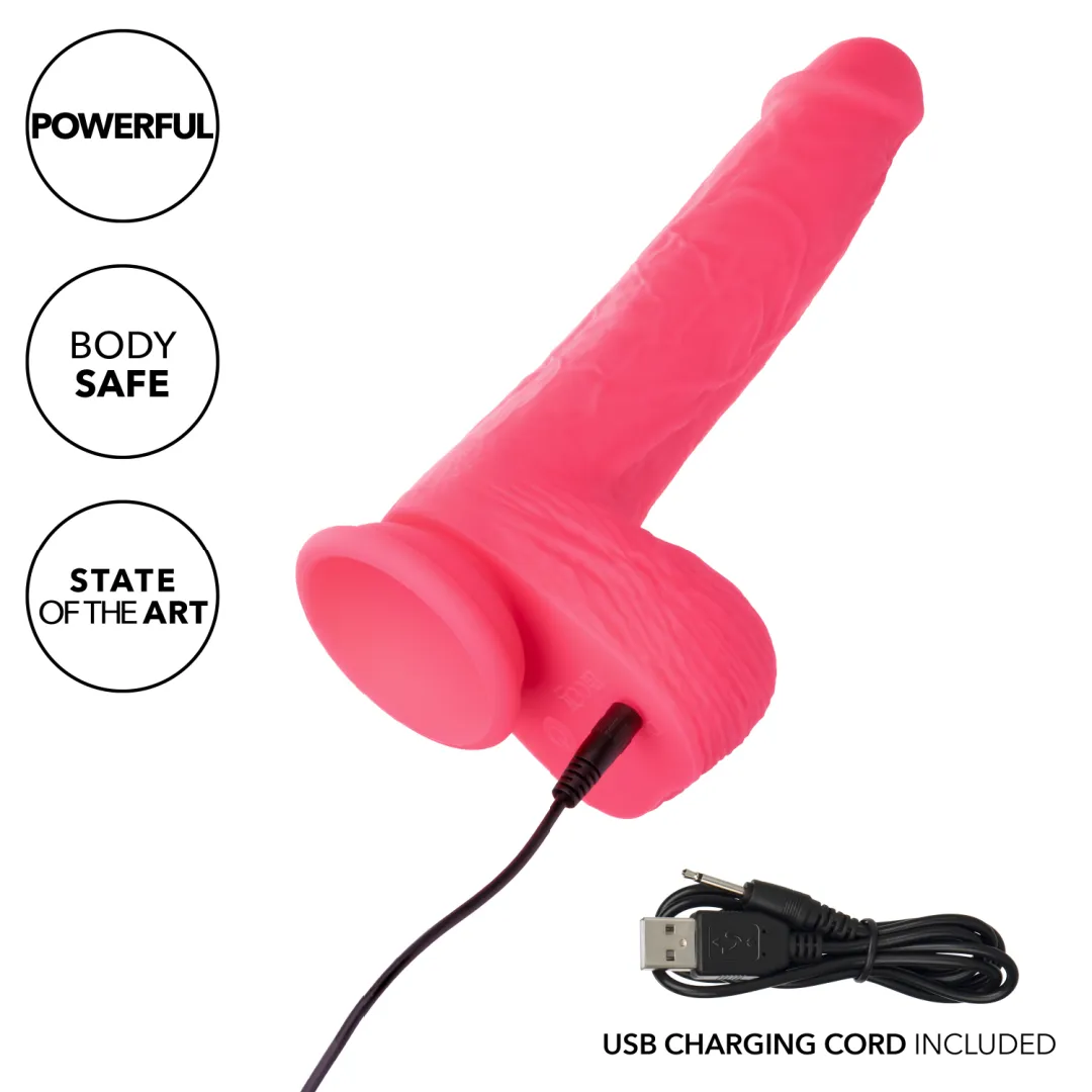 Silicone Stud Rumbling & Thrusting 9.5 Inch Pink Dildo