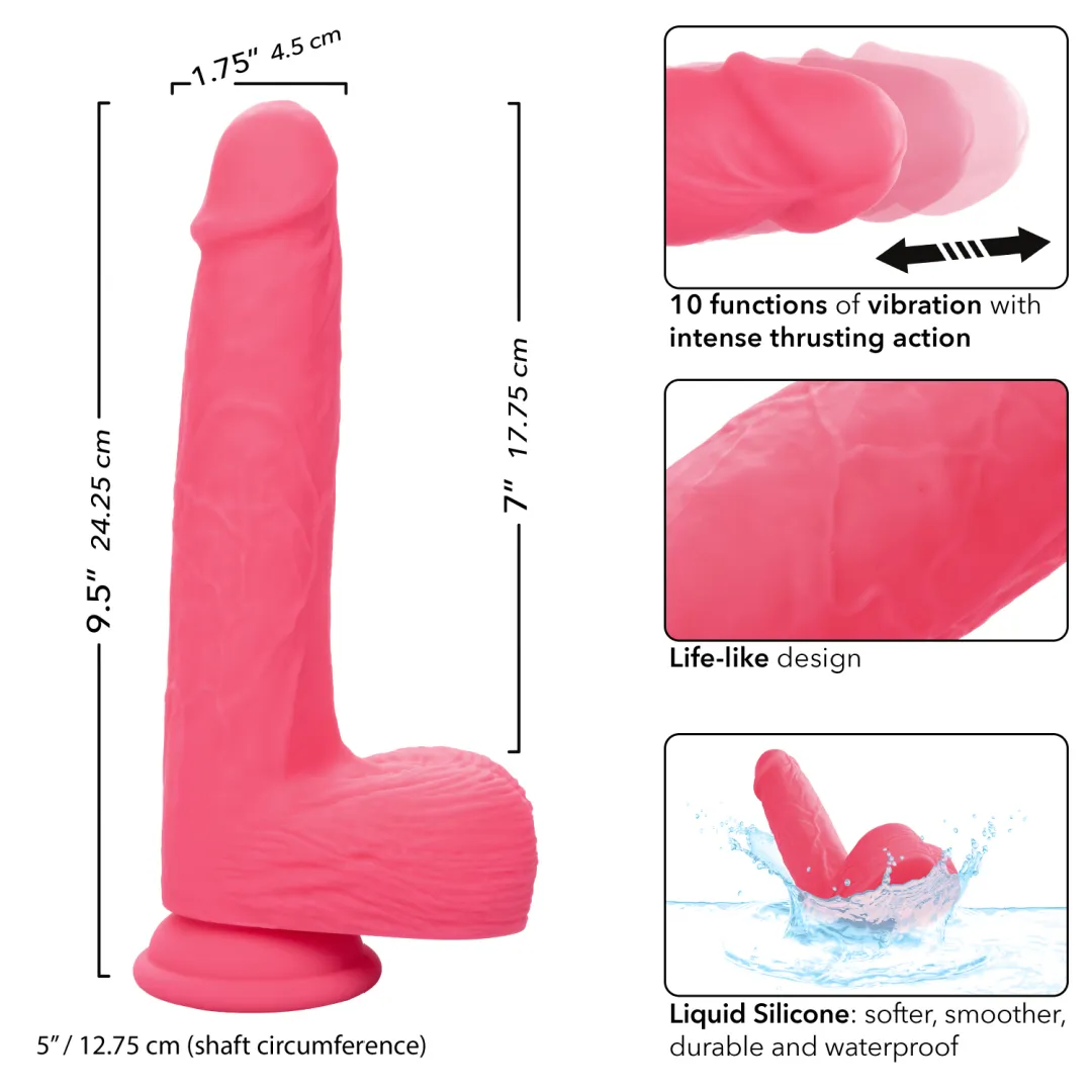 Silicone Stud Rumbling & Thrusting 9.5 Inch Pink Dildo