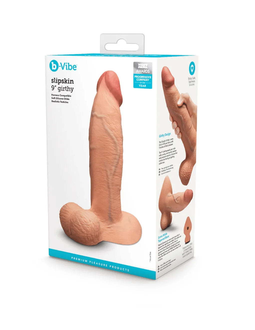 Slipskin 9in Girthy Realistic Strap-On Dildo