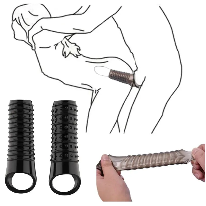 Stretchy Cock Sleeve Condom Male Sex Toy - Penis Delay Ejaculation Enlarger