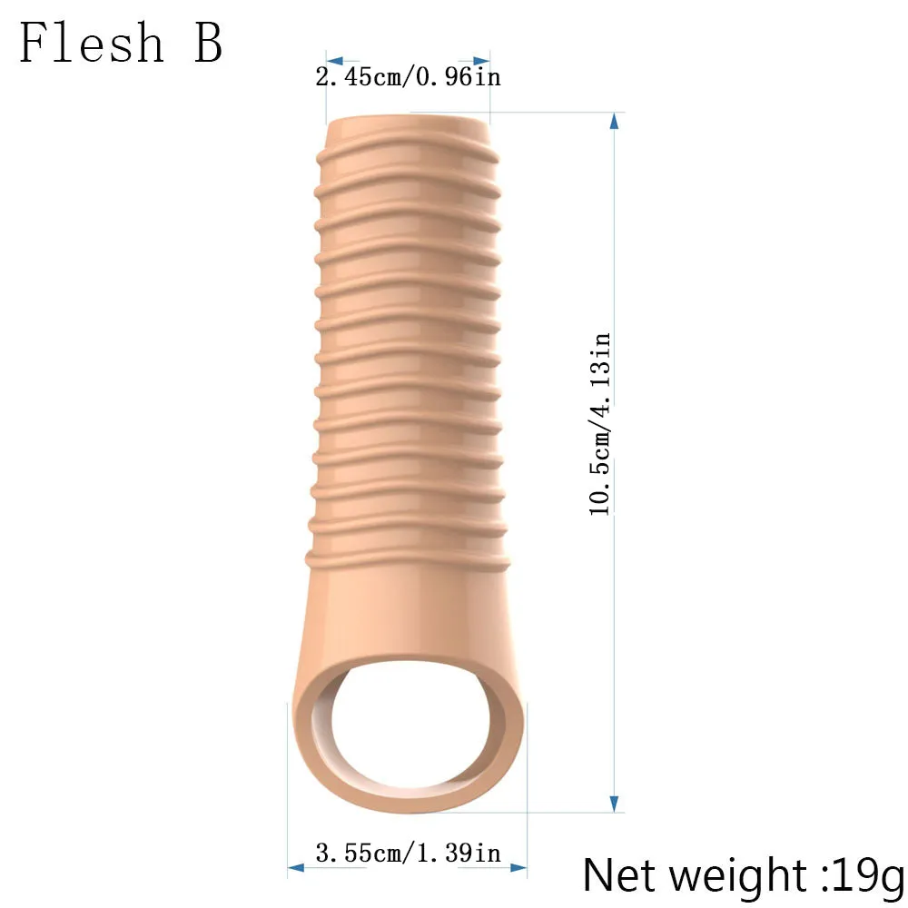 Stretchy Cock Sleeve Condom Male Sex Toy - Penis Delay Ejaculation Enlarger