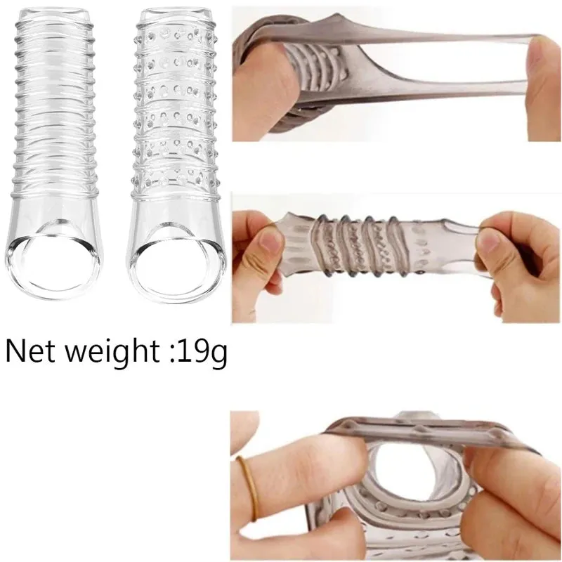 Stretchy Cock Sleeve Condom Male Sex Toy - Penis Delay Ejaculation Enlarger