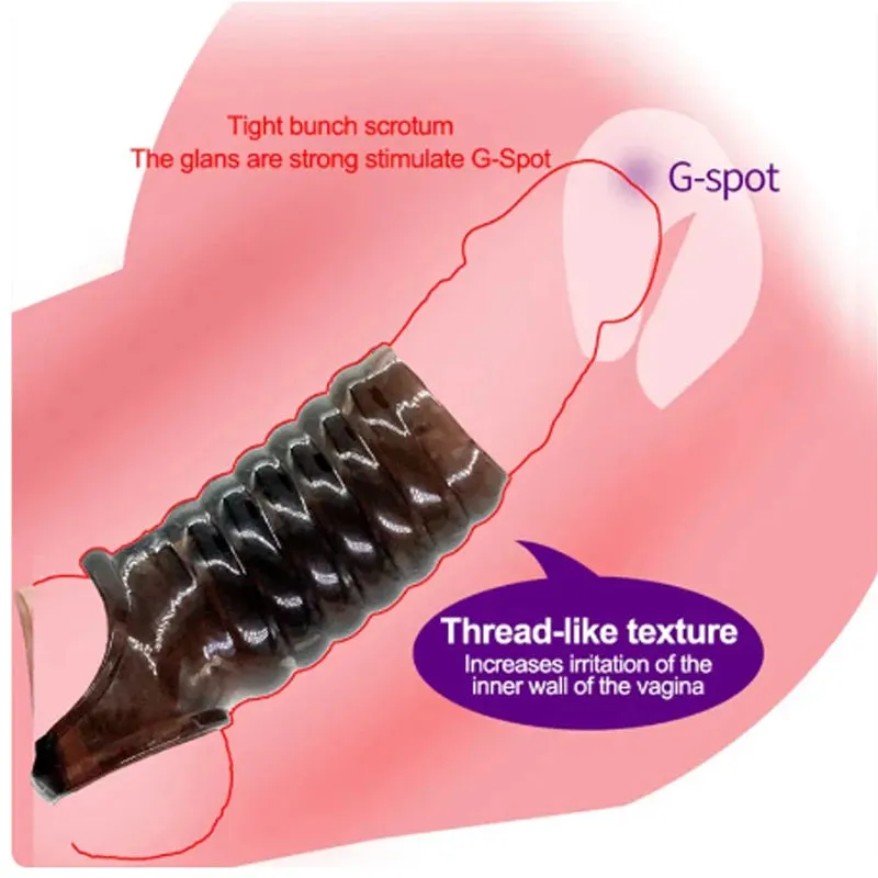 Stretchy Cock Sleeve Condom Male Sex Toy - Penis Delay Ejaculation Enlarger