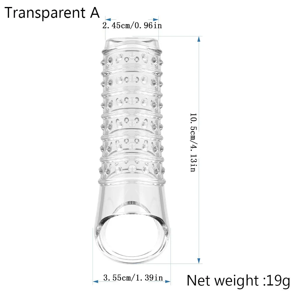 Stretchy Cock Sleeve Condom Male Sex Toy - Penis Delay Ejaculation Enlarger