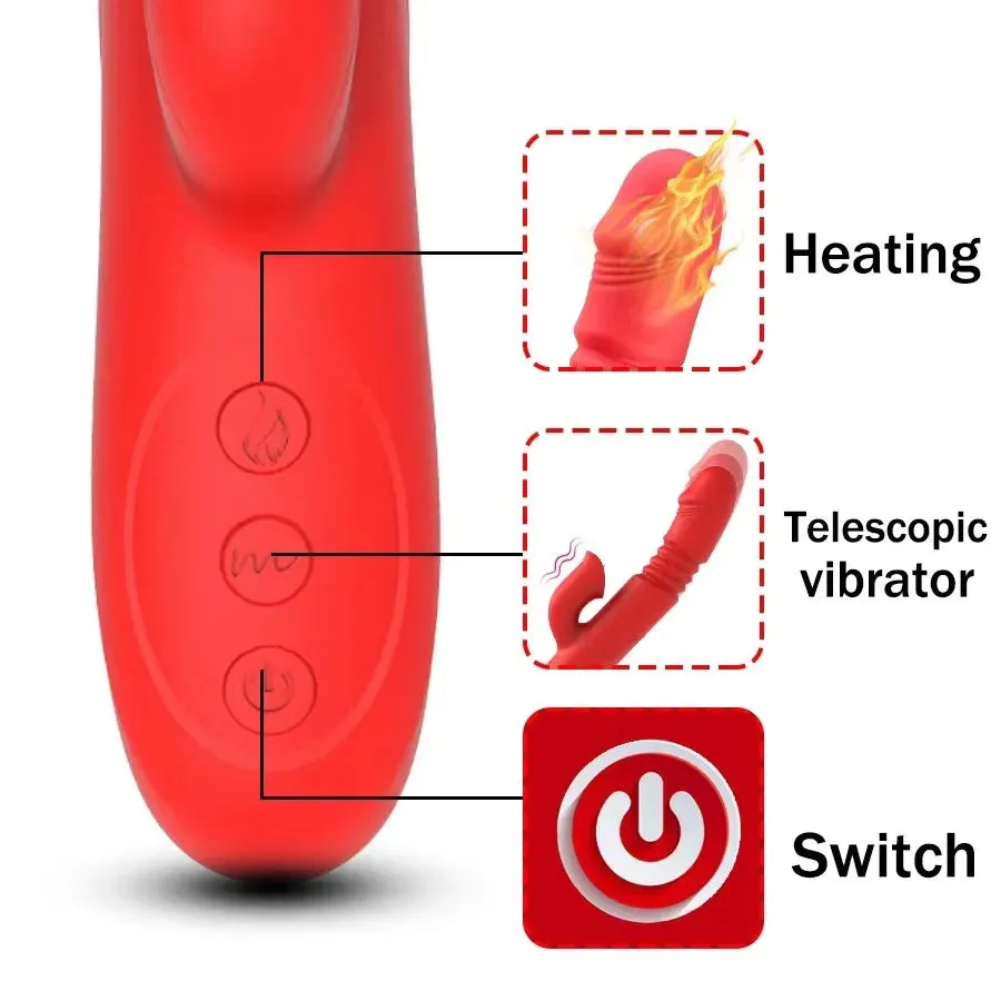 Thrusting Dildo G Spot Vibrator - Vibrating Dildo Clit Stimulator Double End Female Sex Toy