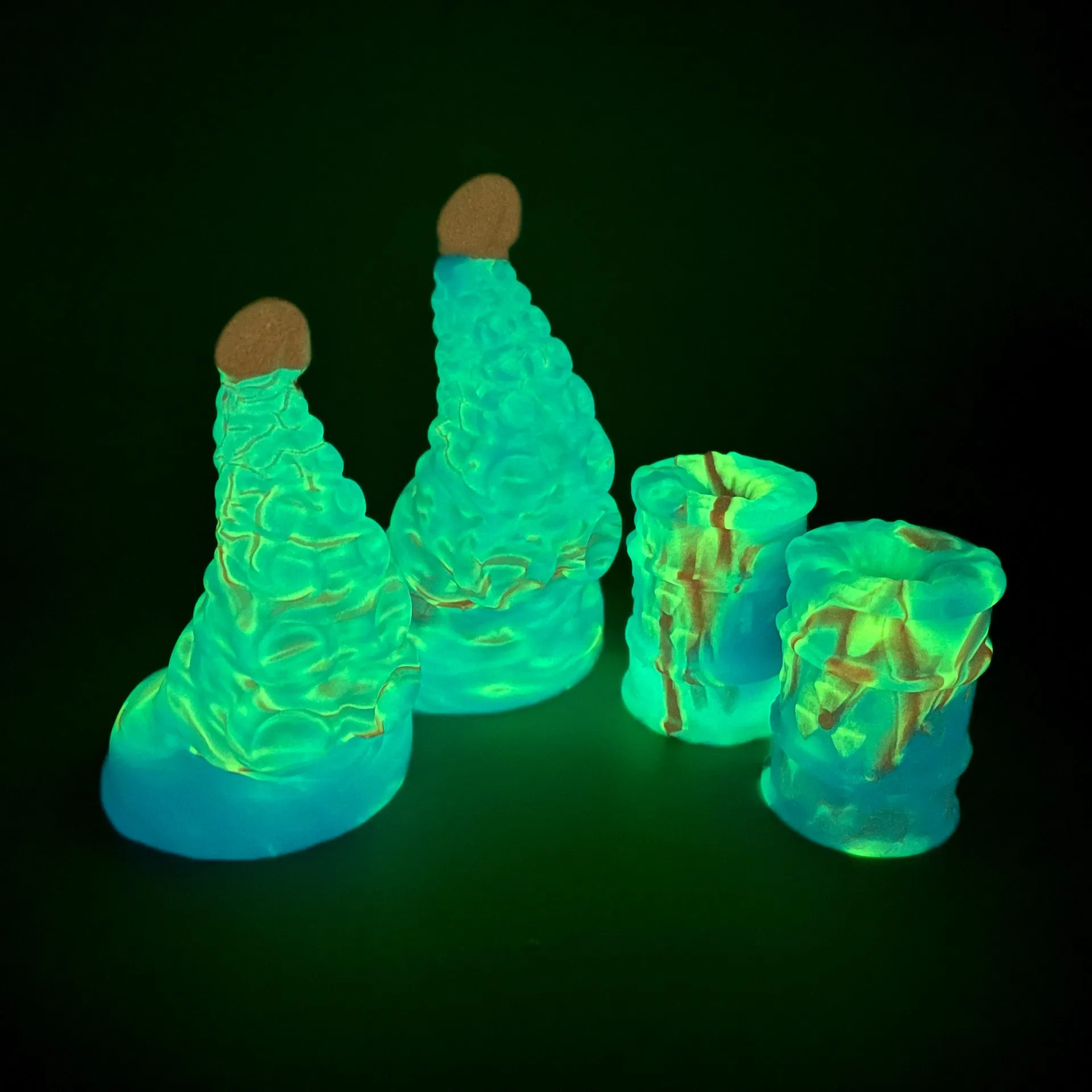 Toxxxik 'Blue Hawaiian' #2 soft (OO30) GITD mini closed-end pen/stroker (trans)