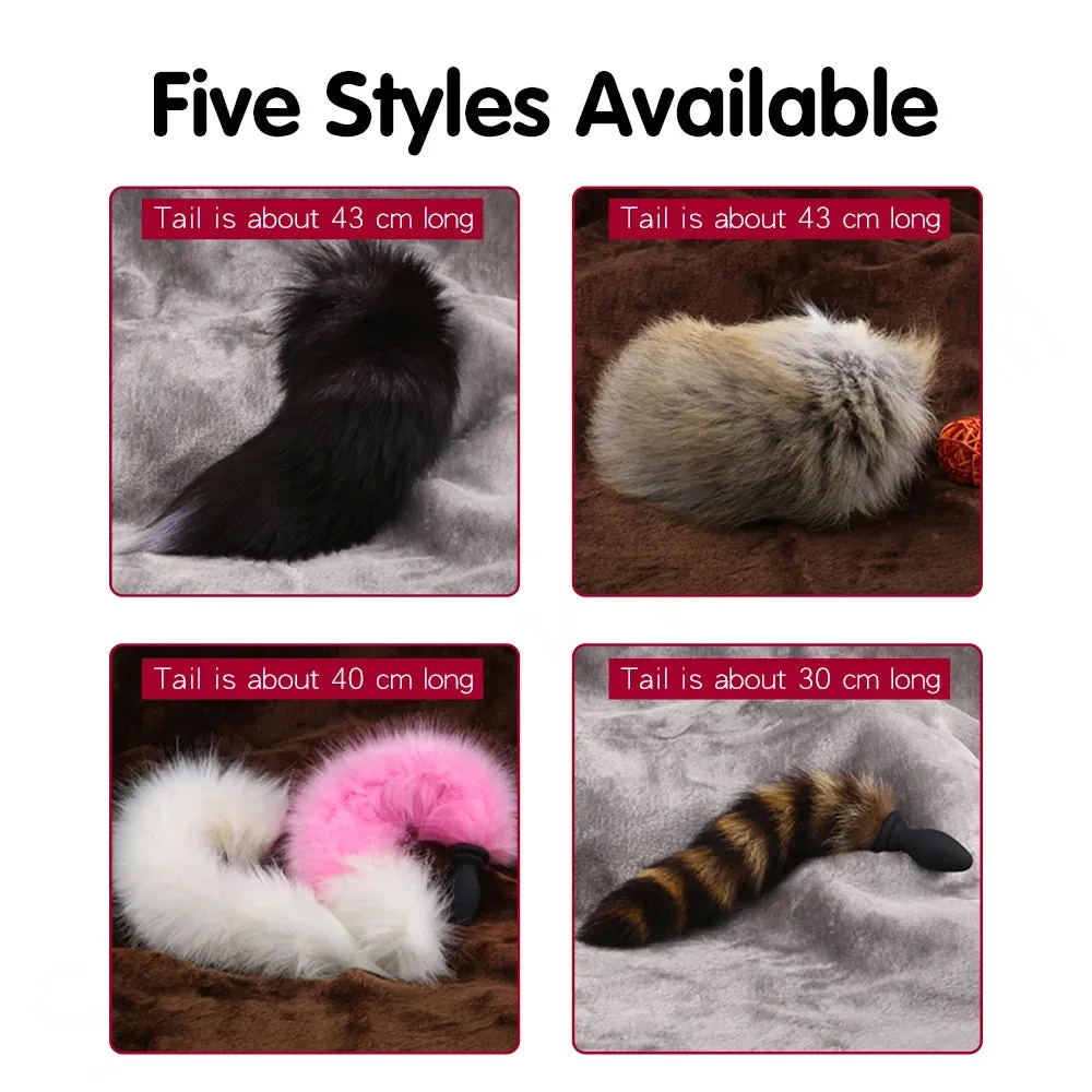 Vibrating Butt Plug Tail - Furry Fox Anal Plug Sex Toys for Men Women
