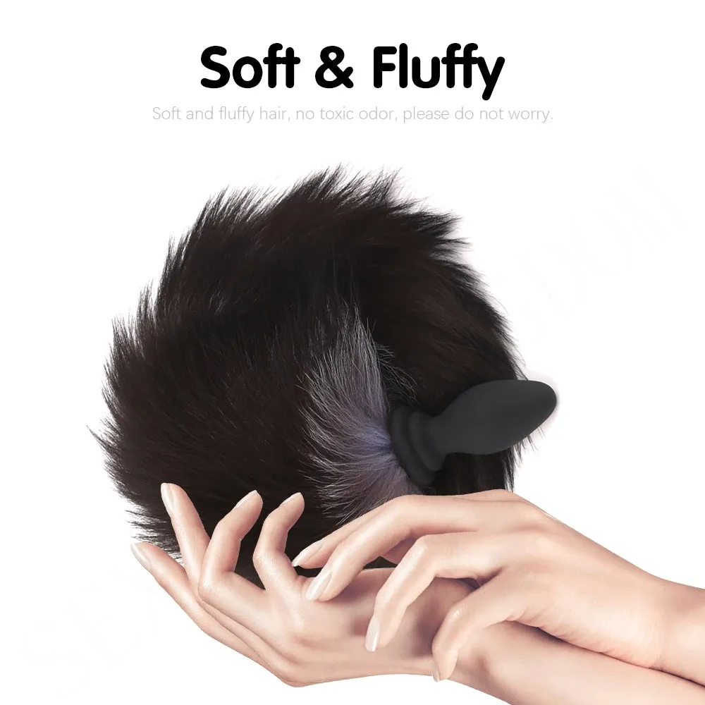 Vibrating Butt Plug Tail - Furry Fox Anal Plug Sex Toys for Men Women