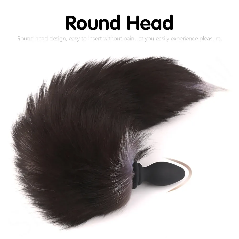 Vibrating Butt Plug Tail - Furry Fox Anal Plug Sex Toys for Men Women