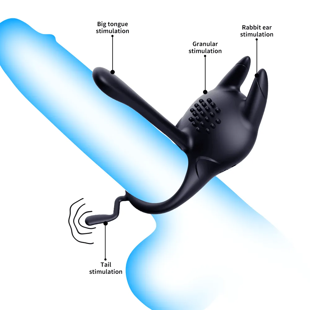 Vibrating Cock Ring Penis Massager Clitoral Stimulator - Rabbit Clit Clamps Couple Sex Toys