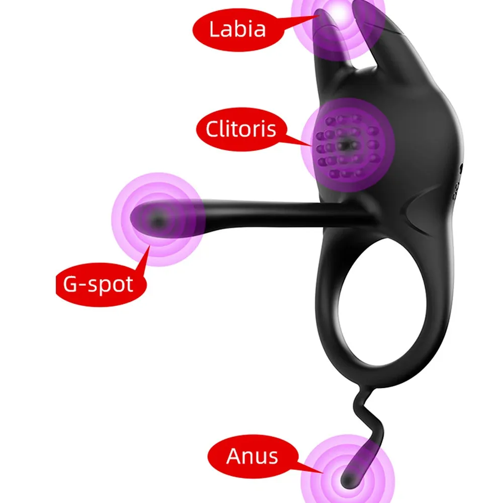 Vibrating Cock Ring Penis Massager Clitoral Stimulator - Rabbit Clit Clamps Couple Sex Toys